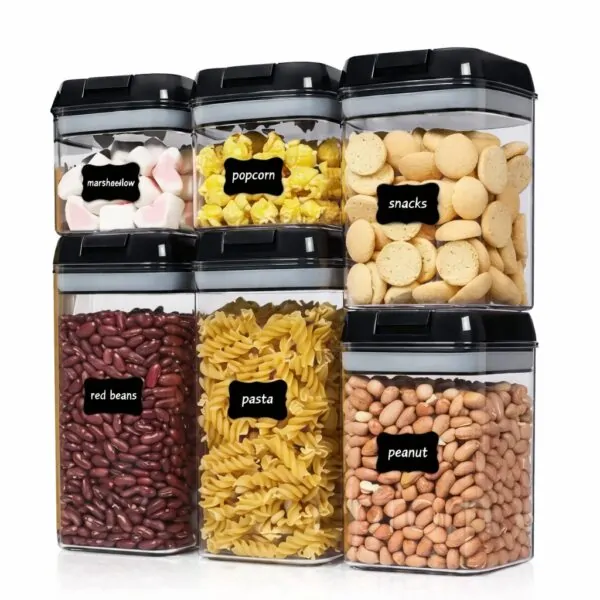 Герметичний комплект Food Storage Container — 6 пластикових контейнерів з кришками для зберігання круп і сипучих продуктів