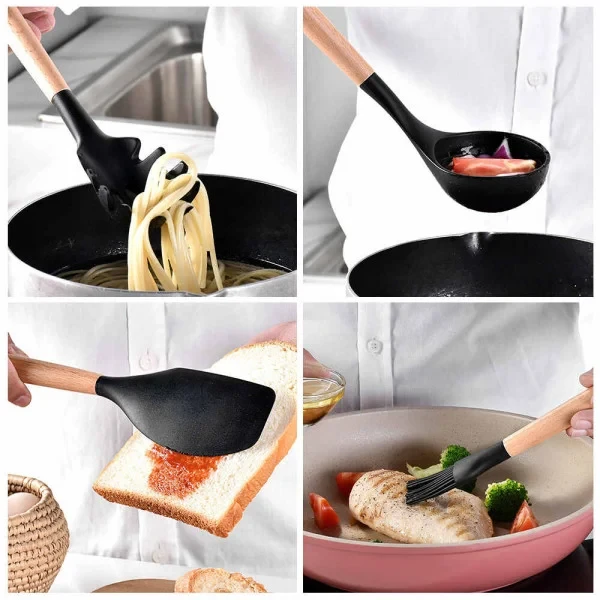 Кухонний комплект Kitchen Set RD-1204 — 12 практичних предметів у склянці, чорний