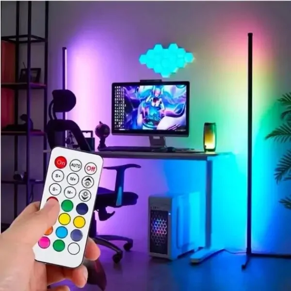 Кутовий підлоговий RGB-світильник 1,2 м — стильний торшер-нічник з пультом керування