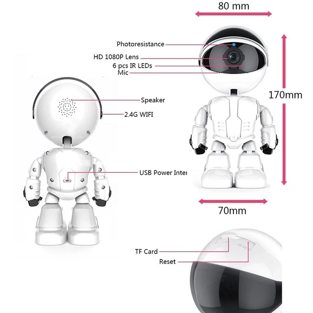 Цифрова поворотна Wi-Fi відеоняня Robot 2mp FullHD