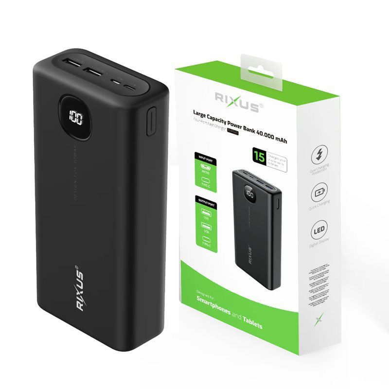 Повербанк Rixus 40000 mAh 18W Quick Charge