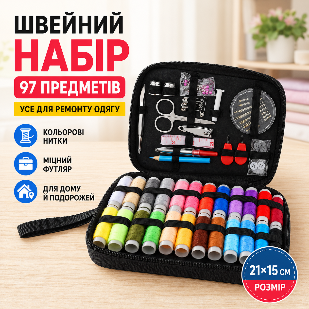 Швейний набір 97 предметів у зручному органайзері