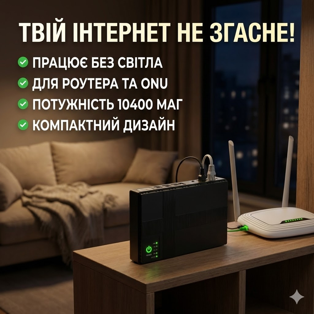Портативний DC UPS для інтернету, камер і роутера