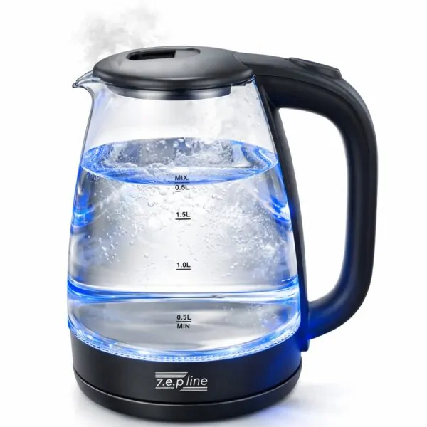 Електрочайник Zepline ZP-991 зі скляною колбою — 2,0 л, 2200 Вт, LED-підсвітка та автовимкнення