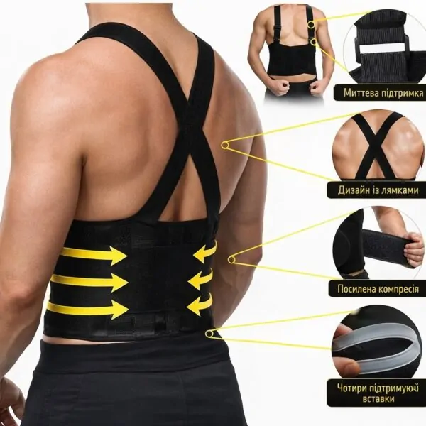 Підтримуючий ортопедичний корсет Belt XL-1619 — універсальний еластичний пояс для спини та попереку з регулюванням