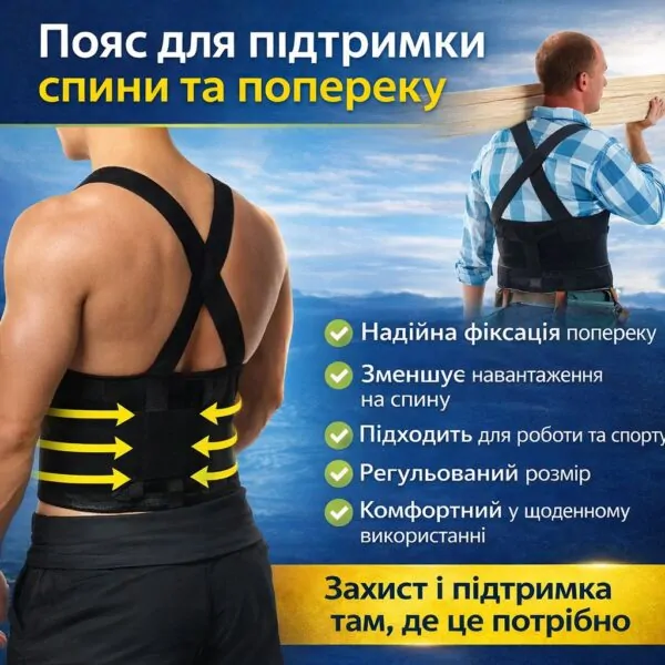 Підтримуючий ортопедичний корсет Belt XL-1619 — універсальний еластичний пояс для спини та попереку з регулюванням