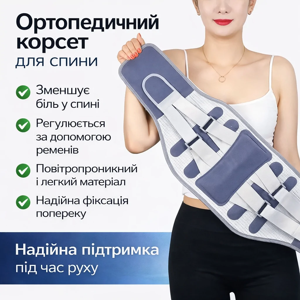 Універсальний коректор постави Belt — корсет для спини з фіксуючими ременями