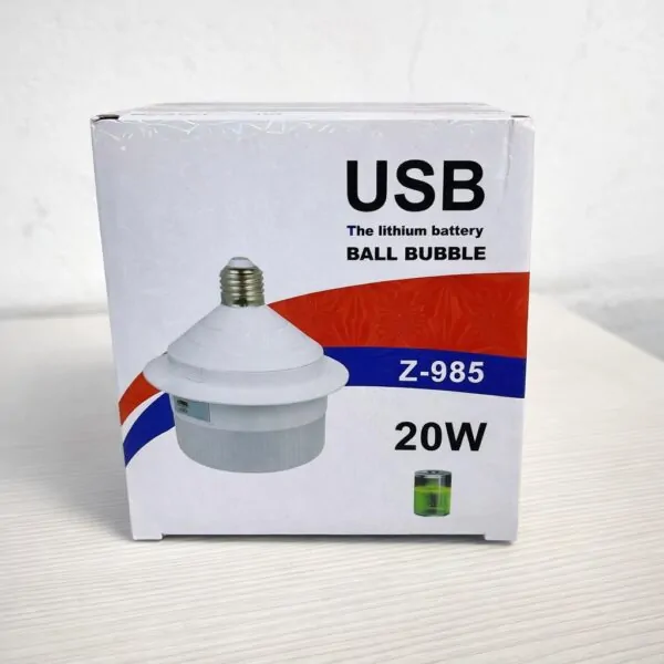 Акумуляторна LED лампа Z-985 20W — автономне освітлення до 8 годин, USB-зарядка, цоколь E27, білий корпус