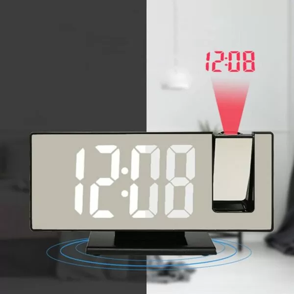 Настільний LED-годинник з будильником — електронна модель з проєкцією часу на стелю