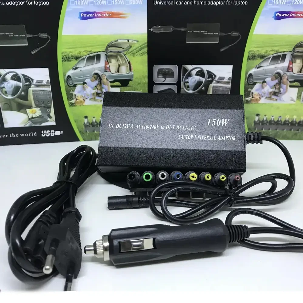 Універсальний адаптер живлення MY 120W для ноутбука — зарядний пристрій від мережі та авто 12–24V