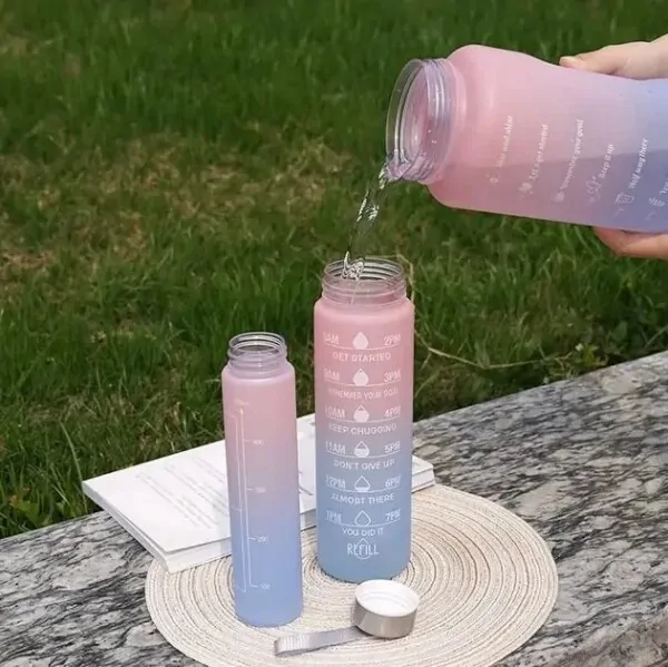 Спортивний набір пляшок для води Bottle AND264 3 в 1 — комплект у рожево-блакитних кольорах