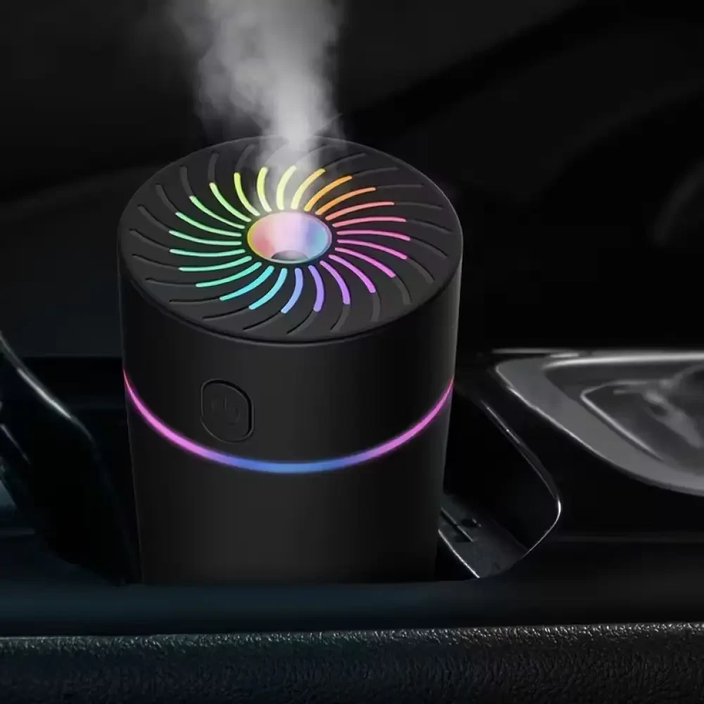 USB-зволожувач для авто з LED-підсвіткою — чорний аромадифузор для комфортного мікроклімату в салоні